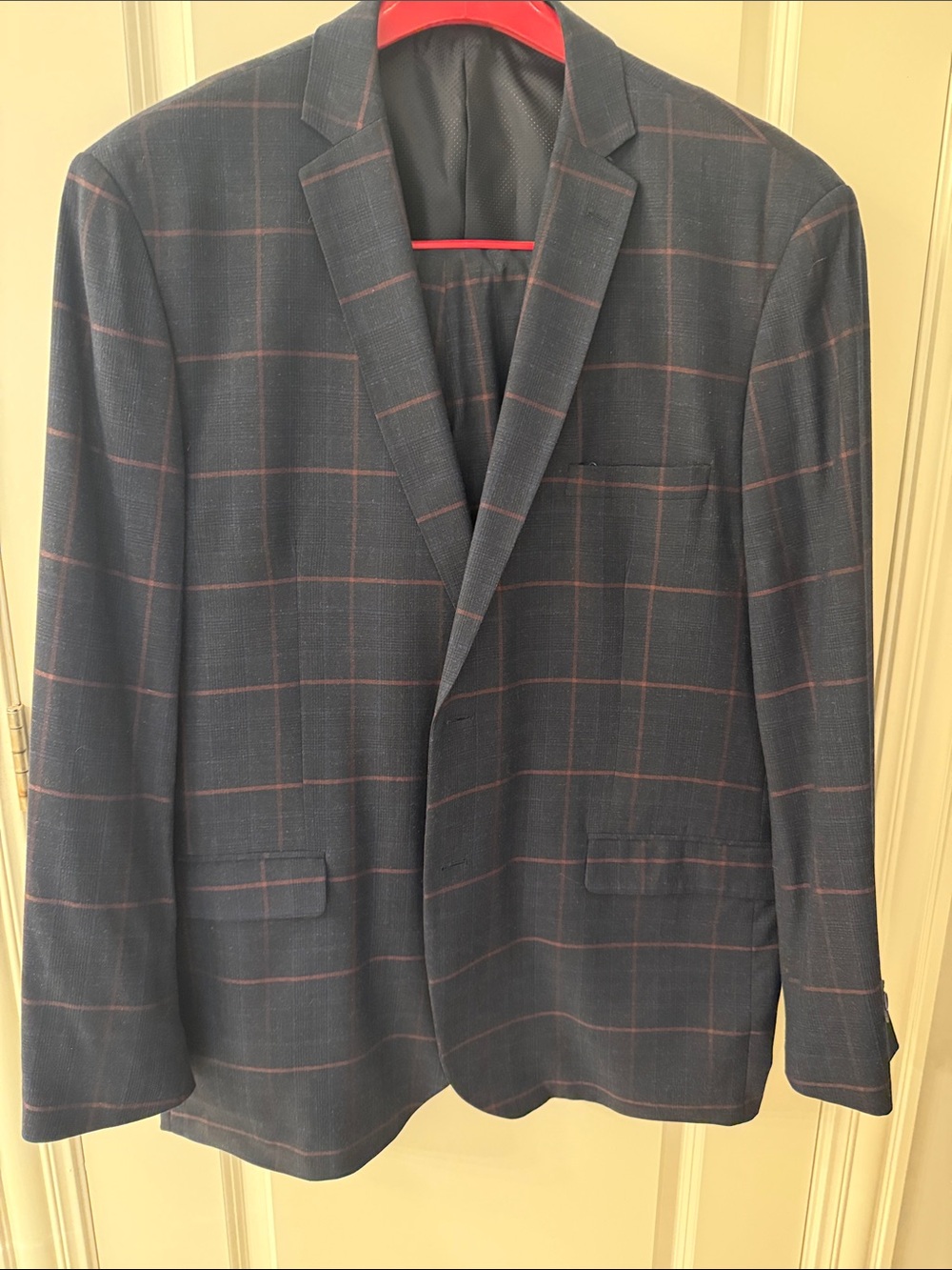 Bocaccio Men's Navy Windowpane Suit - Classic Tailored Fit